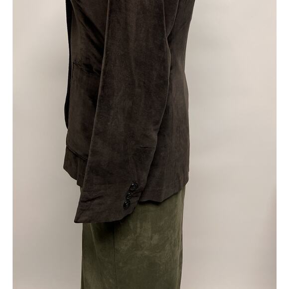 Vintage 90s Skirt Midi Faux Suede Olive Green Sz 8 Stretch Rockabilly Whimsigoth - Picture 9 of 9